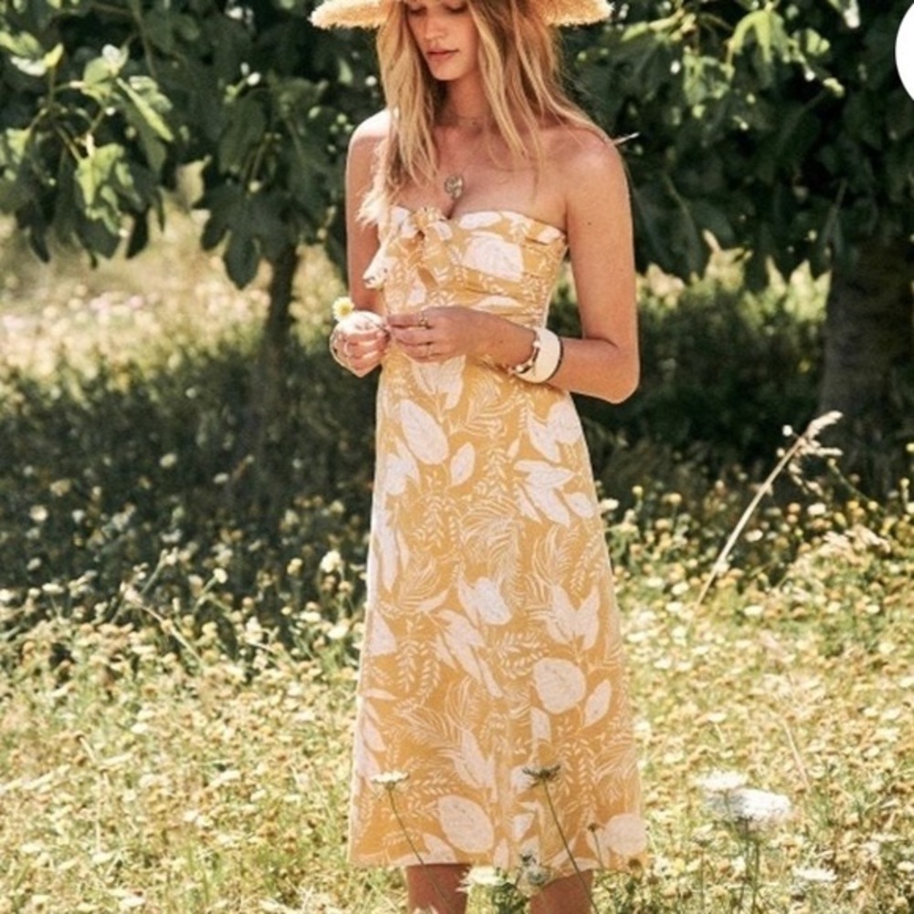 Sezane Beatriz dress NWT size 36 yellow flowers